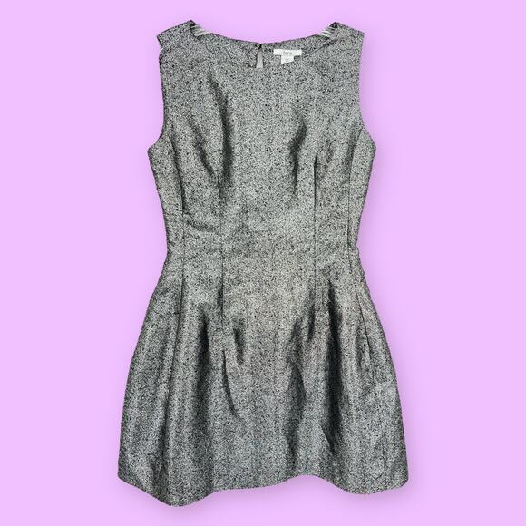 Bar III MEDIUM Metallic Silver Mini Dress Sleeveless Fit & Flare Open Keyhole - Picture 1 of 9